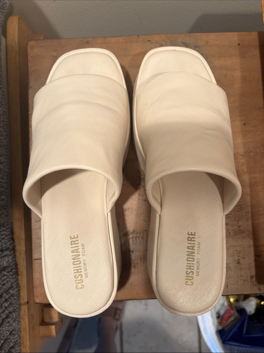 Cream Memory Foam Slide Sandals